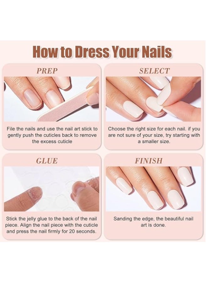 أظافر صناعية فاخرة سهلة التركيب - مجموعة قابلة لإعادة الاستخدام مكونة من 24 قطعة - أظافر صناعية طويلة بلون اللوز الوردي المتدرج مع لآلئ وكريستال - أظافر صناعية لامعة قابلة لإعادة الاستخدام - مظهر صالونات التجميل في المنزل - Image 4